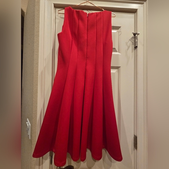 Donna Karan Red Pleated Dress - Picture 3 of 4